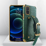 Custodia in pelle con motivo coccodrillo in TPU elettrolitico con cinturino da polso, For Samsung Galaxy A02, For Samsung  Galaxy A02s (EU Version), For Samsung Galaxy A12, For Samsung Galaxy A21S, For Samsung Galaxy A32 4G, For Samsung Galaxy S20 FE  ...