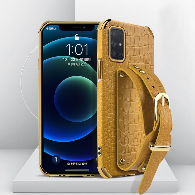 Custodia in pelle con motivo coccodrillo in TPU elettrolitico con cinturino da polso, For Samsung Galaxy A02, For Samsung  Galaxy A02s (EU Version), For Samsung Galaxy A12, For Samsung Galaxy A21S, For Samsung Galaxy A32 4G, For Samsung Galaxy S20 FE  ...