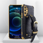 Custodia in pelle con motivo coccodrillo in TPU elettrolitico con cinturino da polso, For Samsung Galaxy A02, For Samsung  Galaxy A02s (EU Version), For Samsung Galaxy A12, For Samsung Galaxy A21S, For Samsung Galaxy A32 4G, For Samsung Galaxy S20 FE  ...
