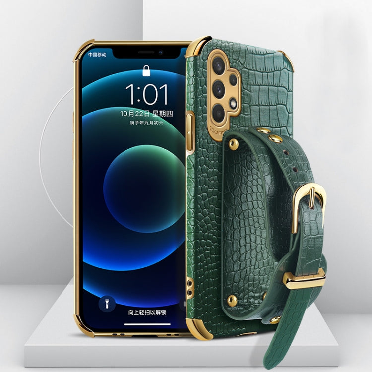 Custodia in pelle con motivo coccodrillo in TPU elettrolitico con cinturino da polso, For Samsung Galaxy A02, For Samsung  Galaxy A02s (EU Version), For Samsung Galaxy A12, For Samsung Galaxy A21S, For Samsung Galaxy A32 4G, For Samsung Galaxy S20 FE  ...