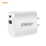 ENKAY Hat-Prince U090 20W PD + QC 3.0 Adattatore di alimentazione portatile per caricabatterie da viaggio a ricarica rapida a doppia porta, presa americana