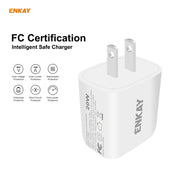 ENKAY Hat-Prince U090 20W PD + QC 3.0 Adattatore di alimentazione portatile per caricabatterie da viaggio a ricarica rapida a doppia porta, presa americana