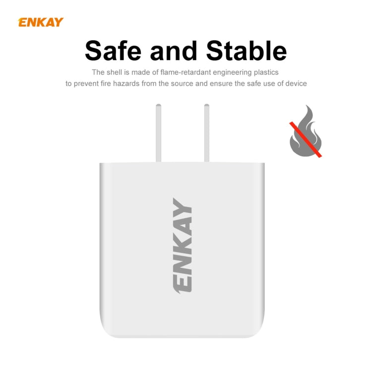 ENKAY Hat-Prince U090 20W PD + QC 3.0 Adattatore di alimentazione portatile per caricabatterie da viaggio a ricarica rapida a doppia porta, presa americana