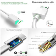 XJ-63 Cavo dati di ricarica Super Flash da USB a tipo C da 5 A per OPPO, 1m, 1.5m, 2m