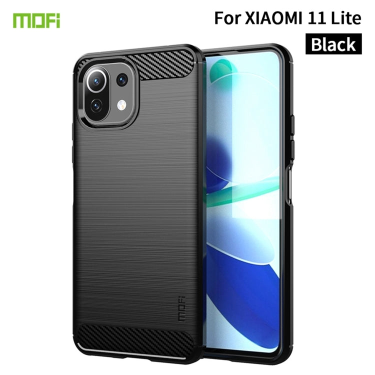 Custodia morbida in TPU in fibra di carbonio con trama spazzolata serie MOFI Gentleness, For Xiaomi Mi 11 Lite, For Xiaomi Mi 11 Pro, For OnePlus 9R