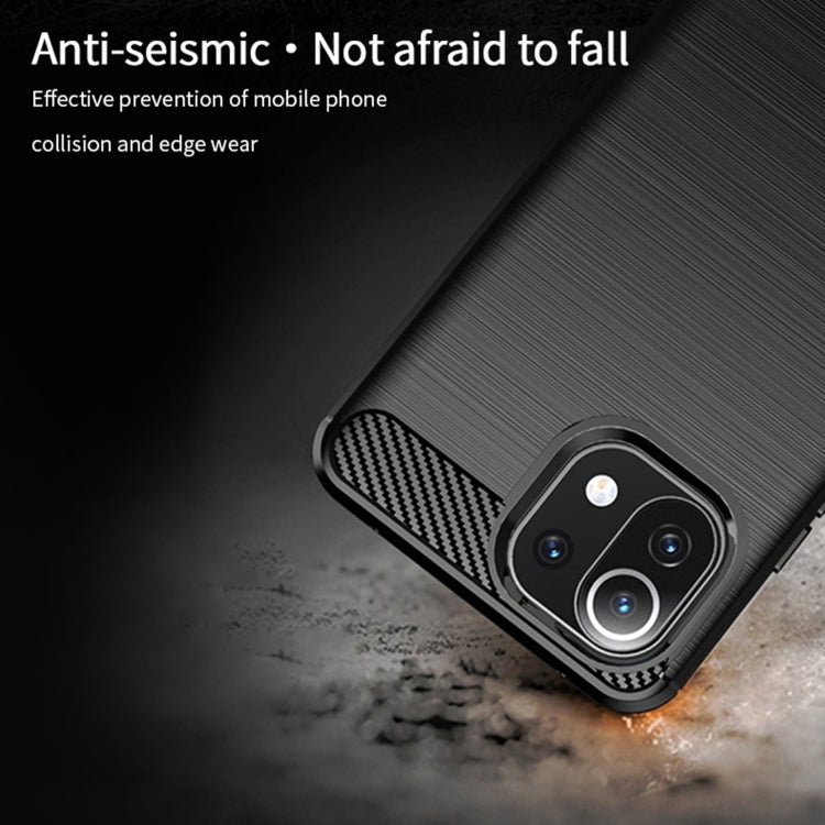 Custodia morbida in TPU in fibra di carbonio con trama spazzolata serie MOFI Gentleness, For Xiaomi Mi 11 Lite, For Xiaomi Mi 11 Pro, For OnePlus 9R