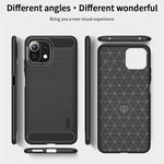 Custodia morbida in TPU in fibra di carbonio con trama spazzolata serie MOFI Gentleness, For Xiaomi Mi 11 Lite, For Xiaomi Mi 11 Pro, For OnePlus 9R