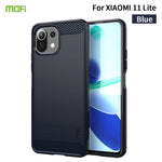 Custodia morbida in TPU in fibra di carbonio con trama spazzolata serie MOFI Gentleness, For Xiaomi Mi 11 Lite, For Xiaomi Mi 11 Pro, For OnePlus 9R