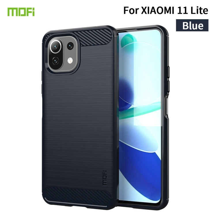 Custodia morbida in TPU in fibra di carbonio con trama spazzolata serie MOFI Gentleness, For Xiaomi Mi 11 Lite, For Xiaomi Mi 11 Pro, For OnePlus 9R