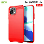 Custodia morbida in TPU in fibra di carbonio con trama spazzolata serie MOFI Gentleness, For Xiaomi Mi 11 Lite, For Xiaomi Mi 11 Pro, For OnePlus 9R