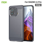 Custodia morbida in TPU in fibra di carbonio con trama spazzolata serie MOFI Gentleness, For Xiaomi Mi 11 Lite, For Xiaomi Mi 11 Pro, For OnePlus 9R