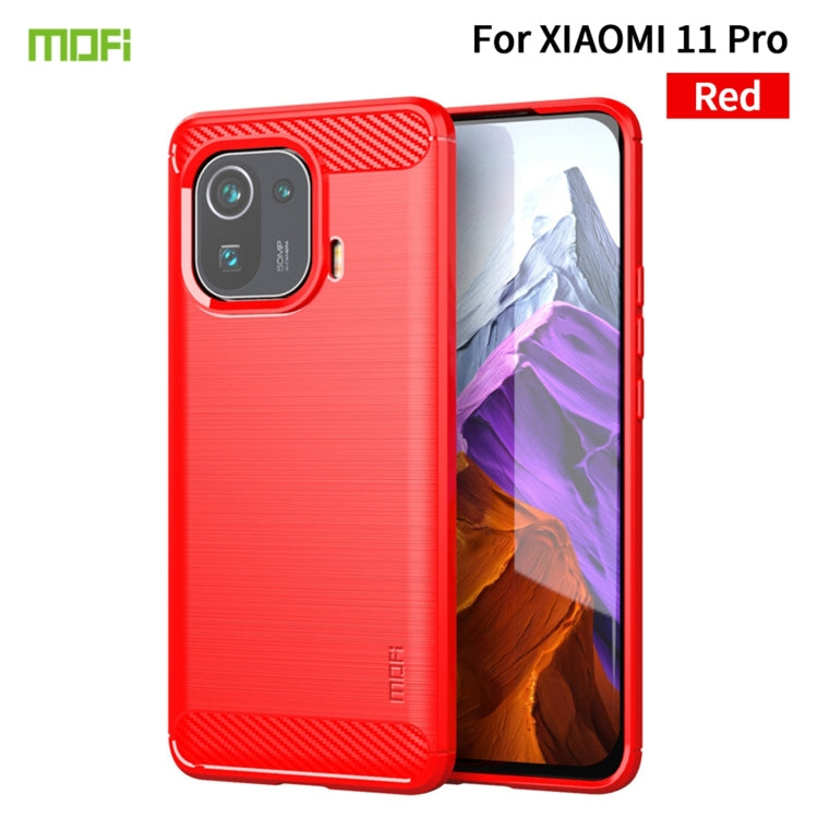 Custodia morbida in TPU in fibra di carbonio con trama spazzolata serie MOFI Gentleness, For Xiaomi Mi 11 Lite, For Xiaomi Mi 11 Pro, For OnePlus 9R