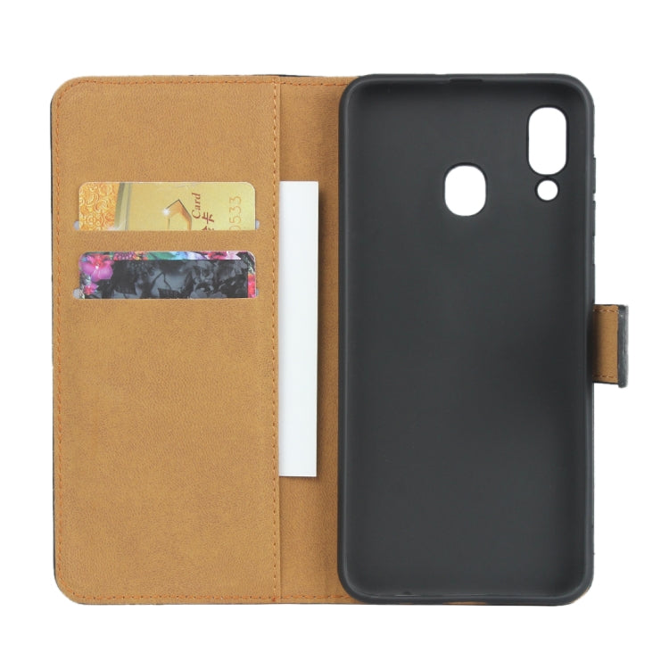 Fondina flip orizzontale in pelle per Samsung Galaxy A30/A20 con chiusura magnetica e staffa e slot per schede e portafoglio, For Galaxy A30