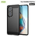 Custodia morbida in TPU in fibra di carbonio con trama spazzolata serie MOFI Gentleness, For Huawei P50 Pro, For Xiaomi Mi 11 Ultra, For OnePlus 8