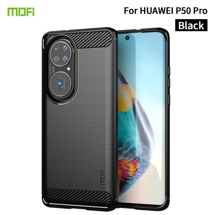 Custodia morbida in TPU in fibra di carbonio con trama spazzolata serie MOFI Gentleness, For Huawei P50 Pro, For Xiaomi Mi 11 Ultra, For OnePlus 8
