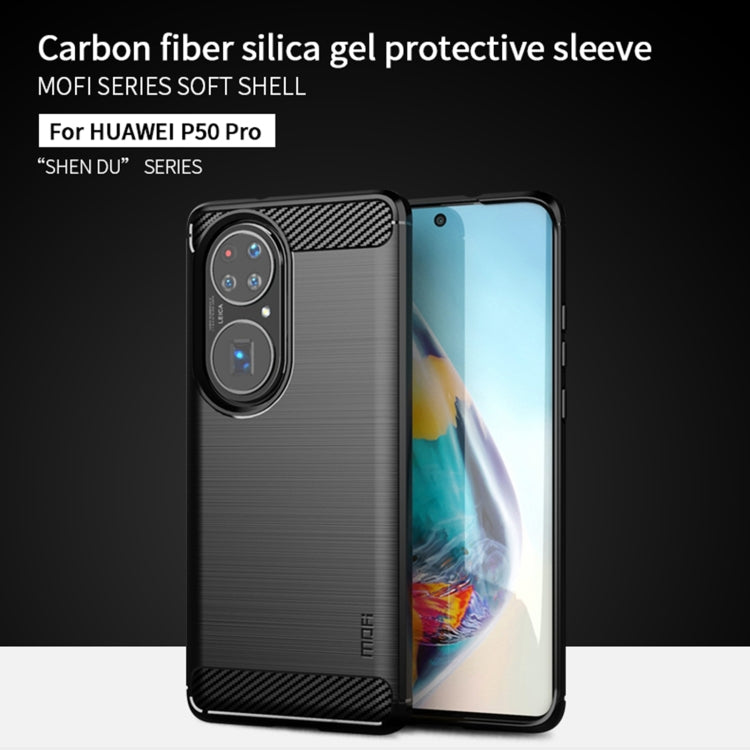 Custodia morbida in TPU in fibra di carbonio con trama spazzolata serie MOFI Gentleness, For Huawei P50 Pro, For Xiaomi Mi 11 Ultra, For OnePlus 8