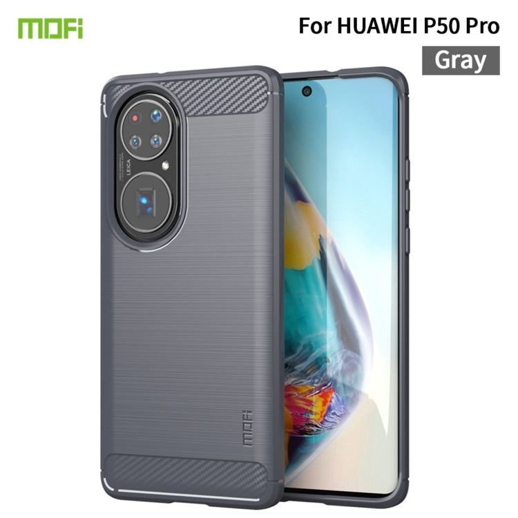 Custodia morbida in TPU in fibra di carbonio con trama spazzolata serie MOFI Gentleness, For Huawei P50 Pro, For Xiaomi Mi 11 Ultra, For OnePlus 8