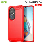 Custodia morbida in TPU in fibra di carbonio con trama spazzolata serie MOFI Gentleness, For Huawei P50 Pro, For Xiaomi Mi 11 Ultra, For OnePlus 8