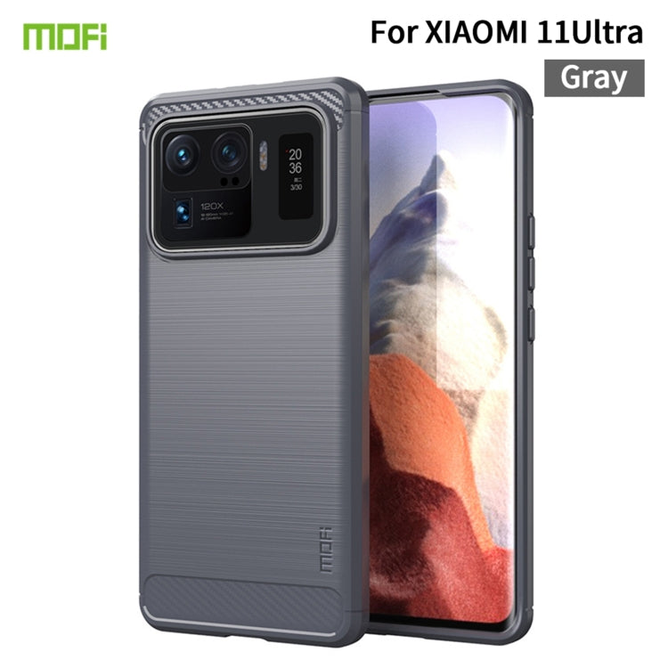 Custodia morbida in TPU in fibra di carbonio con trama spazzolata serie MOFI Gentleness, For Huawei P50 Pro, For Xiaomi Mi 11 Ultra, For OnePlus 8