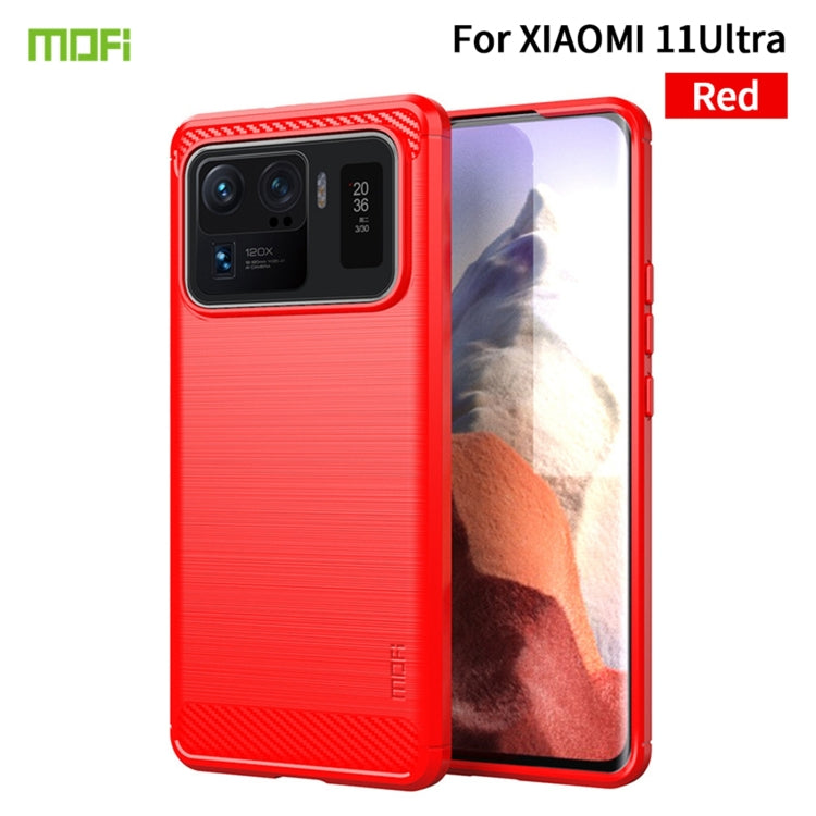 Custodia morbida in TPU in fibra di carbonio con trama spazzolata serie MOFI Gentleness, For Huawei P50 Pro, For Xiaomi Mi 11 Ultra, For OnePlus 8