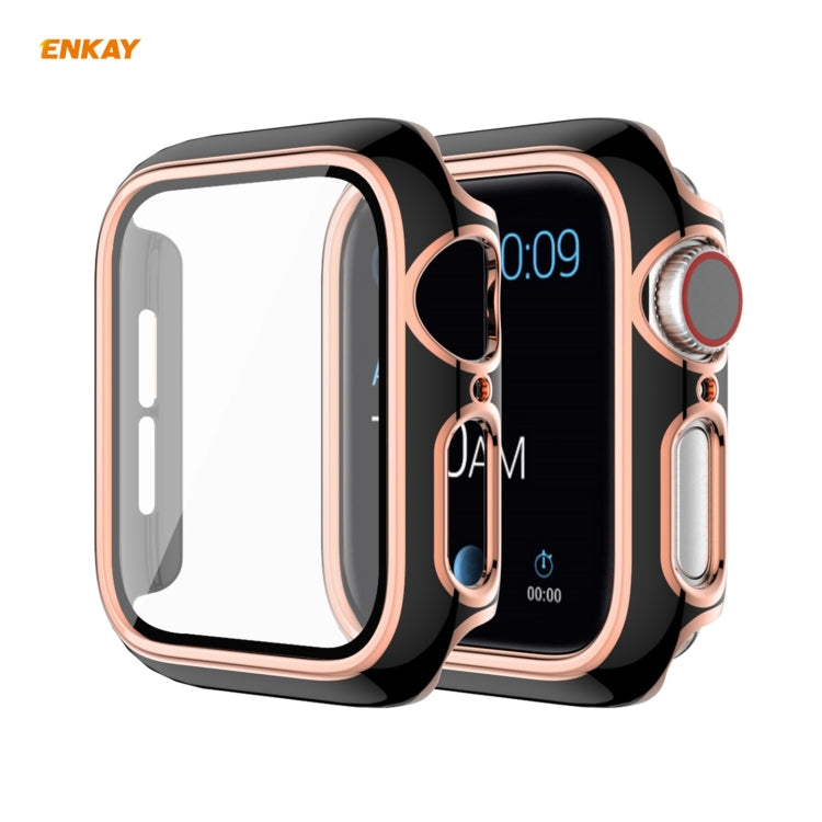 ENKAY Hat-Prince Custodia per PC galvanizzata a copertura totale + protezione in vetro temperato per Apple Watch Series 6/5/4 / SE 40mm, For Apple Watch Series 6 / 5 / 4 / SE 40mm