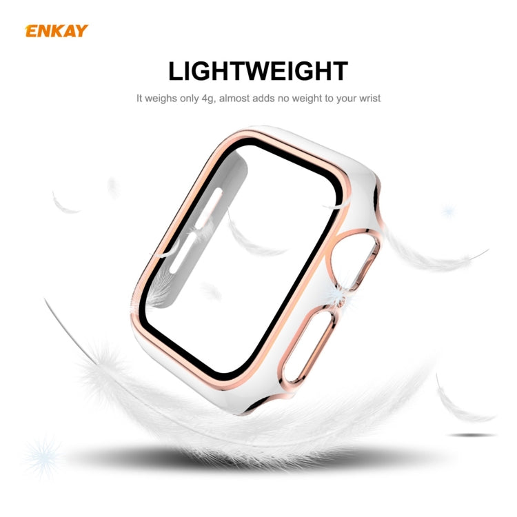 ENKAY Hat-Prince Custodia per PC galvanizzata a copertura totale + protezione in vetro temperato per Apple Watch Series 6/5/4 / SE 40mm, For Apple Watch Series 6 / 5 / 4 / SE 40mm
