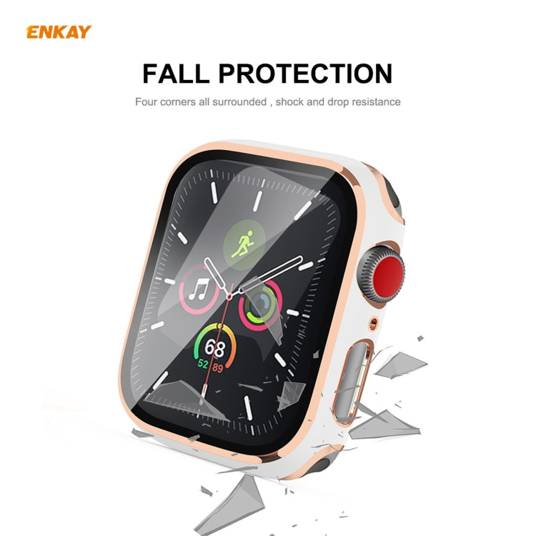 ENKAY Hat-Prince Custodia per PC galvanizzata a copertura totale + protezione in vetro temperato per Apple Watch Series 6/5/4 / SE 40mm, For Apple Watch Series 6 / 5 / 4 / SE 40mm