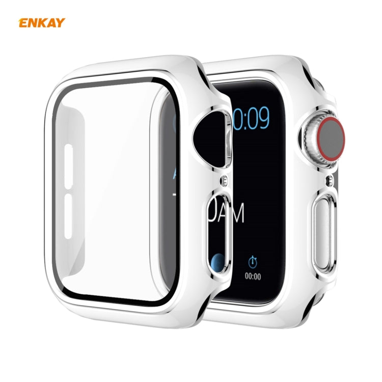 ENKAY Hat-Prince Custodia per PC galvanizzata a copertura totale + protezione in vetro temperato per Apple Watch Series 6/5/4 / SE 44mm, For Apple Watch Series 6 / 5 / 4 / SE 44mm