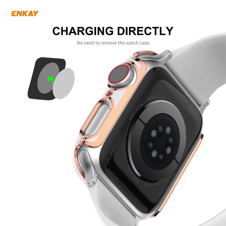 ENKAY Hat-Prince Custodia per PC galvanizzata a copertura totale + protezione in vetro temperato per Apple Watch Series 6/5/4 / SE 44mm, For Apple Watch Series 6 / 5 / 4 / SE 44mm