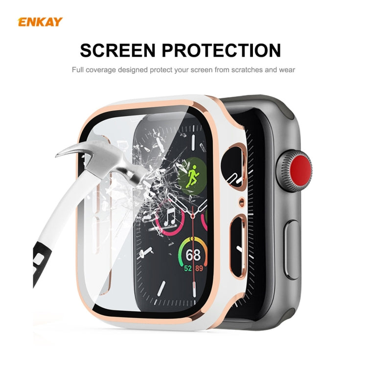 ENKAY Hat-Prince Custodia per PC galvanizzata a copertura totale + protezione in vetro temperato per Apple Watch Series 6/5/4 / SE 44mm, For Apple Watch Series 6 / 5 / 4 / SE 44mm