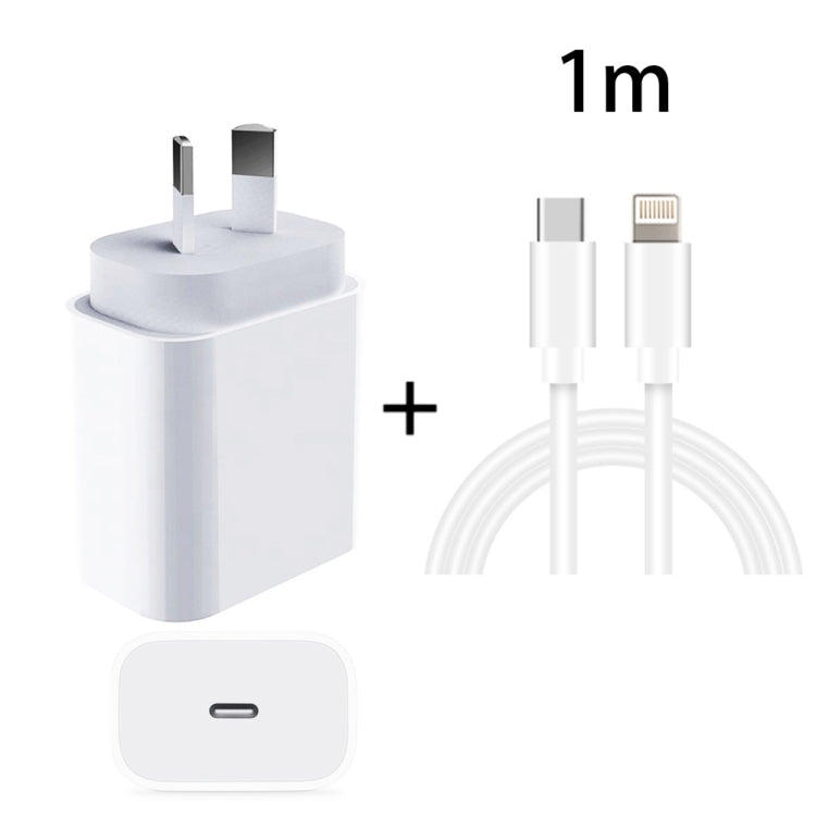 Adattatore di alimentazione per caricabatterie rapido da viaggio PD 3.0 da 20 W PD con cavo dati di ricarica rapida da USB-C / tipo C a 8 pin, spina AU