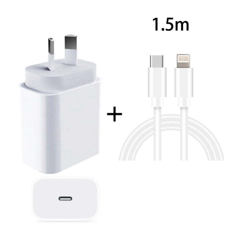 Adattatore di alimentazione per caricabatterie rapido da viaggio PD 3.0 da 20 W PD con cavo dati di ricarica rapida da USB-C / tipo C a 8 pin, spina AU