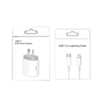 Adattatore di alimentazione per caricabatterie rapido da viaggio PD 3.0 da 20 W PD con cavo dati di ricarica rapida da USB-C / tipo C a 8 pin, spina AU