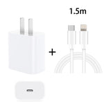 Caricabatterie da viaggio con singola porta USB-C/Type-C PD da 20 W + set di cavi dati per ricarica rapida da USB-C/Type-C a 8 pin PD3.0 PD3.0, spina USA, 20W US Plug + PD Cable 1.5m, 20W US Plug + PD Cable 2m