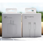 Caricabatterie da viaggio con singola porta USB-C/Type-C PD da 20 W + set di cavi dati per ricarica rapida da USB-C/Type-C a 8 pin PD3.0 PD3.0, spina USA, 20W US Plug + PD Cable 1.5m, 20W US Plug + PD Cable 2m
