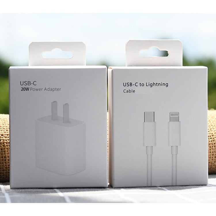 Caricabatterie da viaggio con singola porta USB-C/Type-C PD da 20 W + set di cavi dati per ricarica rapida da USB-C/Type-C a 8 pin PD3.0 PD3.0, spina USA, 20W US Plug + PD Cable 1.5m, 20W US Plug + PD Cable 2m