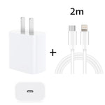 Caricabatterie da viaggio con singola porta USB-C/Type-C PD da 20 W + set di cavi dati per ricarica rapida da USB-C/Type-C a 8 pin PD3.0 PD3.0, spina USA, 20W US Plug + PD Cable 1.5m, 20W US Plug + PD Cable 2m