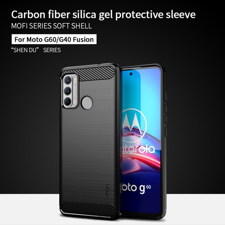 Custodia morbida in TPU in fibra di carbonio con trama spazzolata serie MOFI Gentleness, For Motorola G60 / G40 Fusion