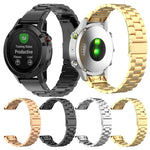 Per Garmin Fenix5/Forerunner935/Garmin Approach S60 Cinturino a sgancio rapido in acciaio inossidabile con tre ceppi di metallo, black, silver, gold, rose gold