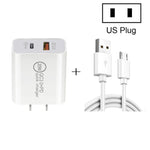 Caricabatterie da viaggio 20W USB PD Type-C + QC 3.0 con cavo mic