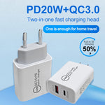 Caricatore rapido 20W USB PD Type-C con cavo Type-C 1m