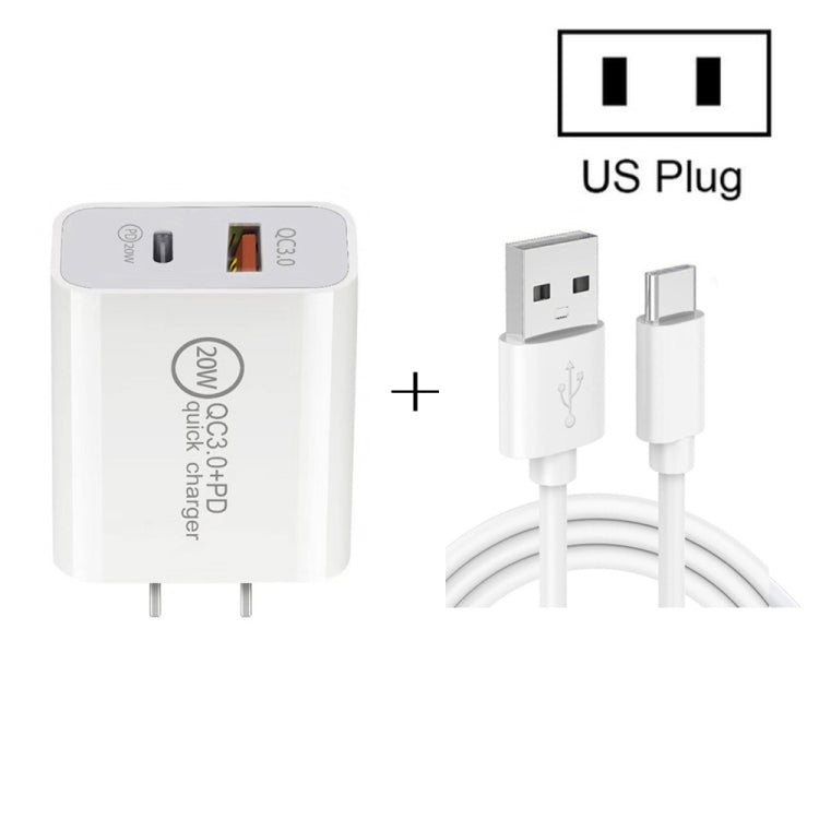Caricatore rapido 20W USB PD Type-C con cavo Type-C 1m
