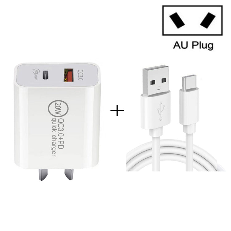 Caricatore rapido 20W USB PD Type-C con cavo Type-C 1m