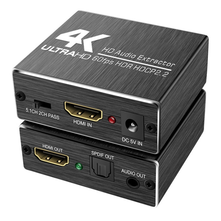 AY78V20 4K 60Hz HDMI 2.0 Splitter audio 5.1 ARC Estrattore audio HD-MI HDCP 2.2 HDR10 Convertitore audio 4K HD-MI ottico TOSLINK SPDIF