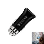 LZ-328 Safety Hammer Type QC3.0 USB + USB-C / Type-C Caricatore per auto a ricarica rapida
