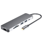 HUB multifunzione 6 in 1 da tipo C a HDMI + USB 3.0 + tipo C + docking station SD/TF, 6 in 1