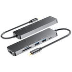HUB multifunzione 6 in 1 da tipo C a HDMI + USB 3.0 + tipo C + docking station SD/TF, 6 in 1