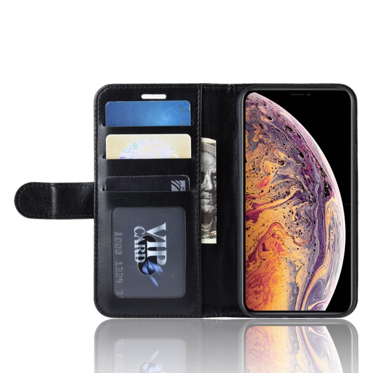Custodia in pelle con apertura orizzontale a piegatura singola R64 Texture per iPhone XI MAX, con supporto, slot per carte e portafoglio