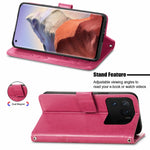Custodia in pelle con protezione per telefono cellulare con fibbia in rilievo con chiusura a quattro foglie con cordino e slot per schede e portafoglio e funzione staffa, For Samsung Galaxy A22 5G, For Samsung Galaxy A22 4G, For Samsung Galaxy F62/M62 ...
