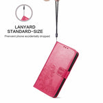 Custodia in pelle con protezione per telefono cellulare con fibbia in rilievo con chiusura a quattro foglie con cordino e slot per schede e portafoglio e funzione staffa, For Samsung Galaxy A22 5G, For Samsung Galaxy A22 4G, For Samsung Galaxy F62/M62 ...